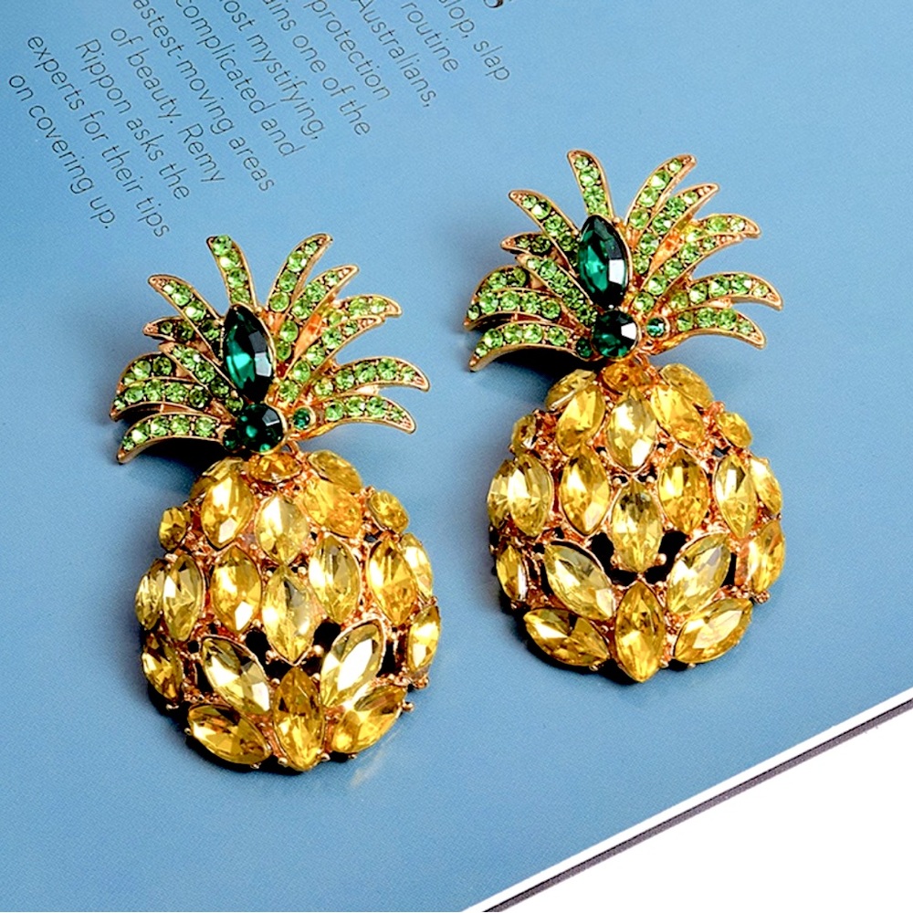 Crystal Tropical Pineapple Earrings